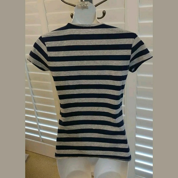 GAP Stretch sz S Short Sleeve Striped V-Neck - Picture 2 of 4